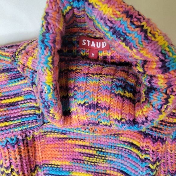 $295 NEW STAUD BENNY SUNSET PINK PURPLE ORANGE TURTLENECK SWEATER M MEDIUM NWT - Picture 7 of 11